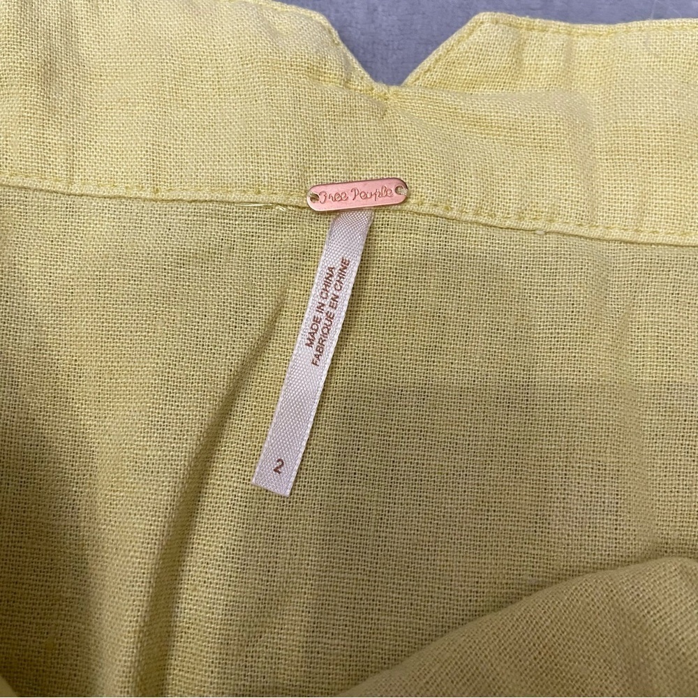 Free People poppy linen button front split midi skirt yellow 4164 - Picture 7 of 13
